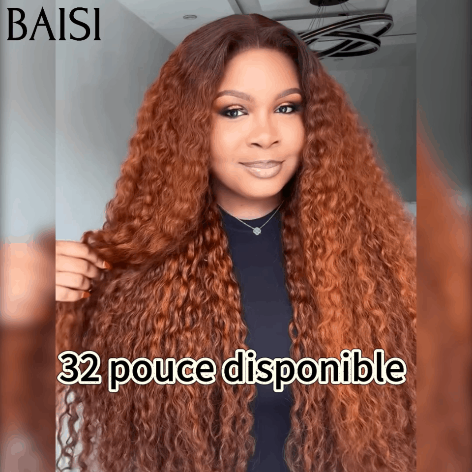 Peluca de encaje Frontal de encaje BAISI 13x4 onda profunda rizada en Color marrón #4 #30