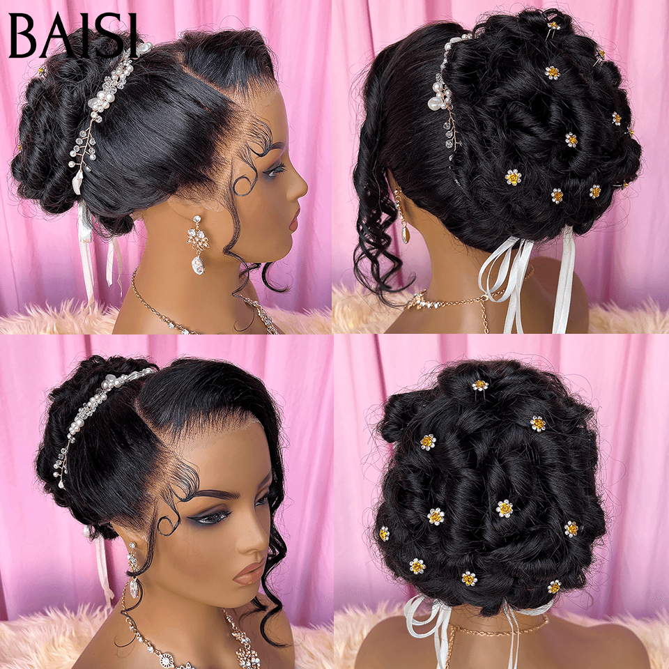 BAISI Coiffure de luxe Linda ou Emma Perruques Mariage Prête à porter chignon et personalisation comme sur la vidéo 100% identique avec lace frontale pour mariage ou événement spécial  BS120