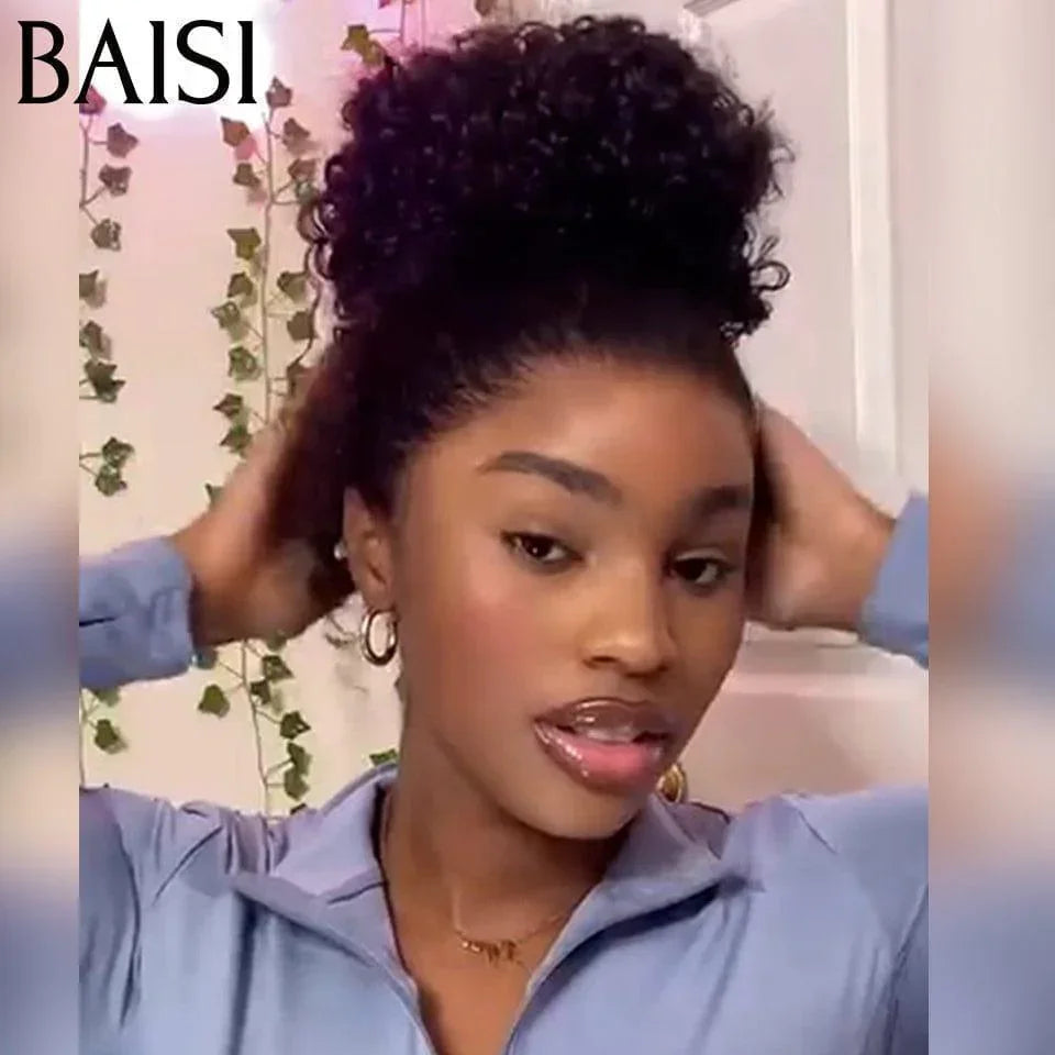 BAISI  Upgrade Invisible Strap 360 Frontal Curly bouclée Adjustable cordes invisible et réglable Pré-plucked Pas Besoin de Colle 250% densité en 100% Raw Hair Lace déjà couper