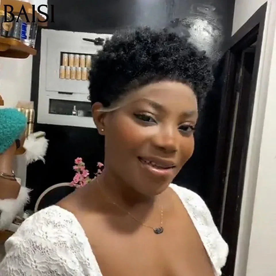 BAISI 13x4 lace frontal curly wave Bordeaux 59€ ou Prix en Gros 65€ Perruque Pixie Afro Curl 13x4 en 100% cheveux humains F-905 ou  pixie finger wave 69€ MP50