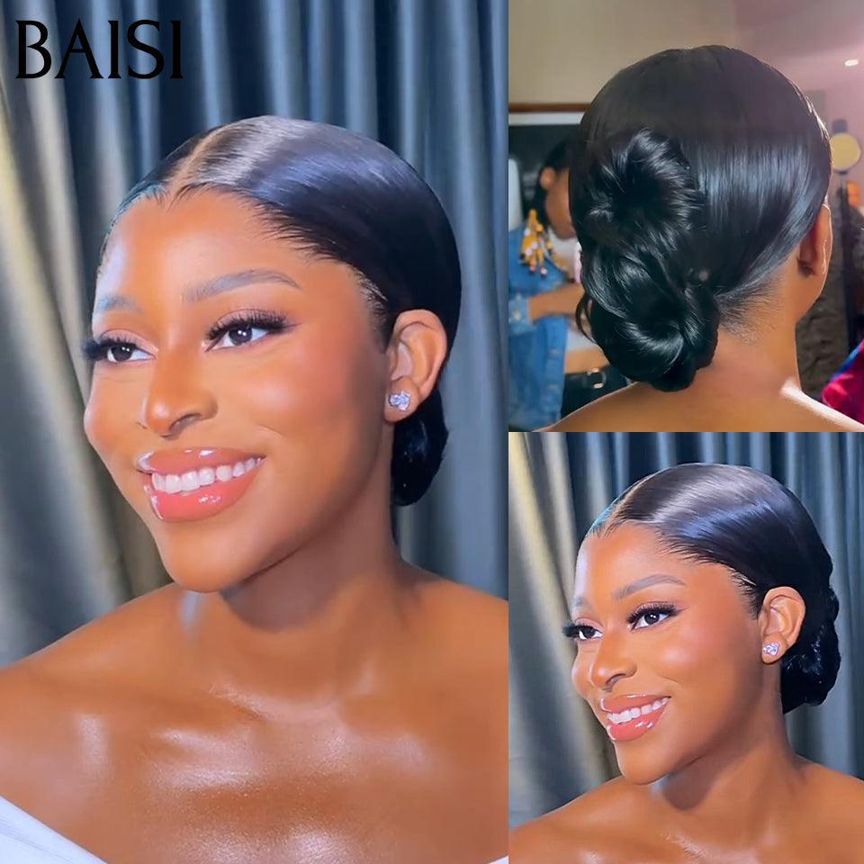 BAISI Coiffure de luxe Jade Perruques Mariage noir Prête à porter chignon et personalisation comme sur la vidéo 100% identique avec lace frontale événement spécial FR38