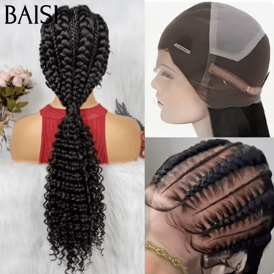 Trança de cabelo sintético de renda completa BAISI