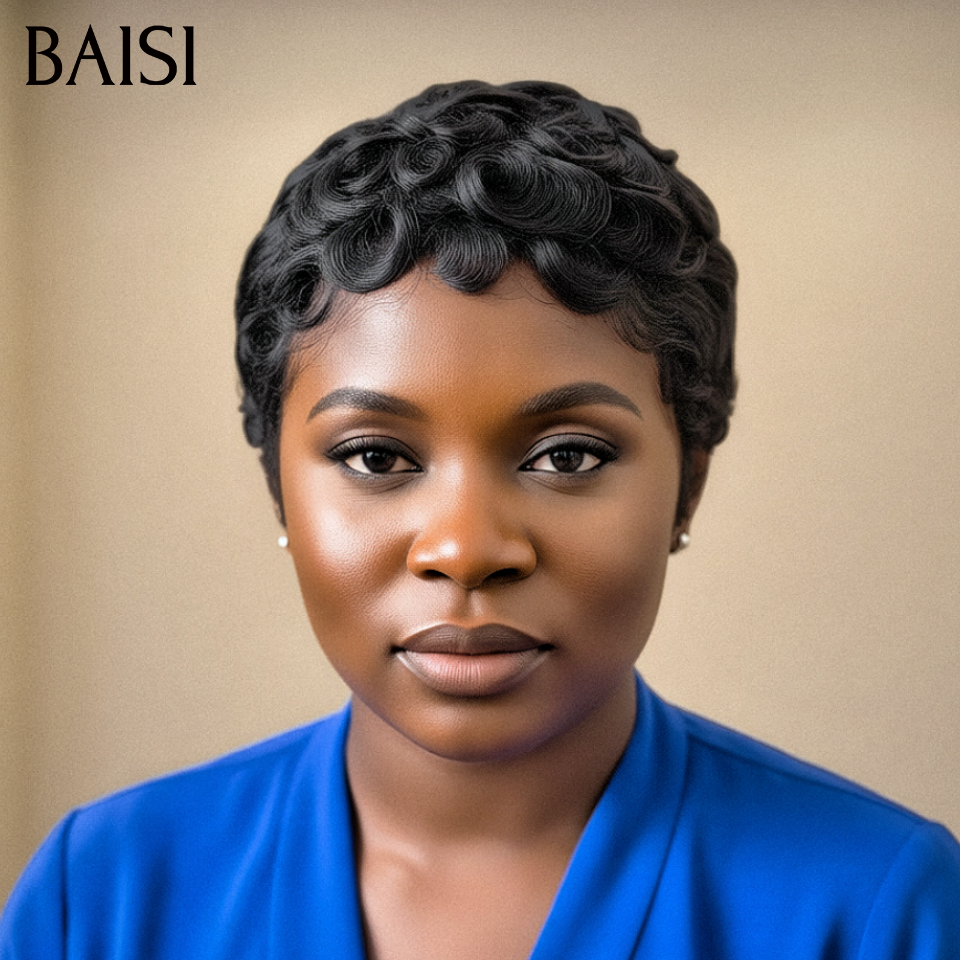 BAISI Achetez 2 perruques minimum au prix d'usine fournisseur perruque chioma finger wave sans Colle ou 13x4 Perruque Bob Curly En Orange Coupe Carrée Pré-plucked Pas Besoin de Colle en 100% Raw Hair Lace déjà couper (Pas Besoins De Code)