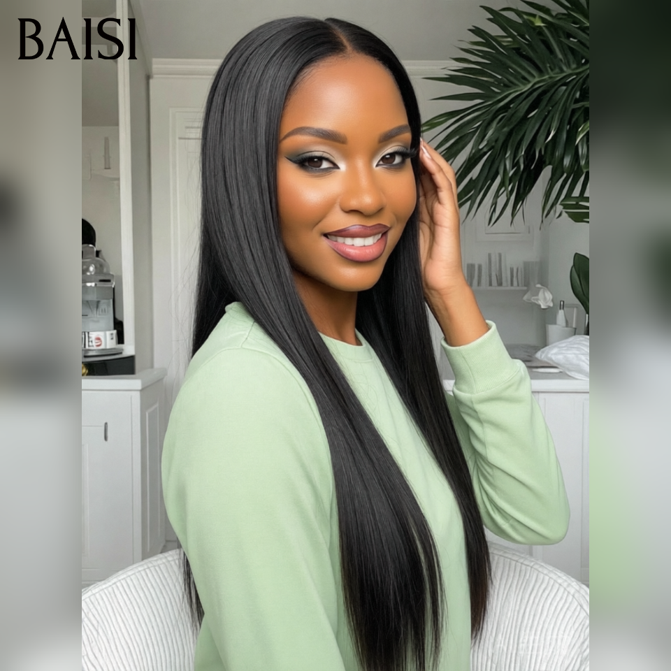 BAISI Achetez 2 perruques minimum au prix d'usine fournisseur  13X4 Lace Perruque Lisse En Haut De Gamme 100% Raw Hair (Pas Besoin de Code)