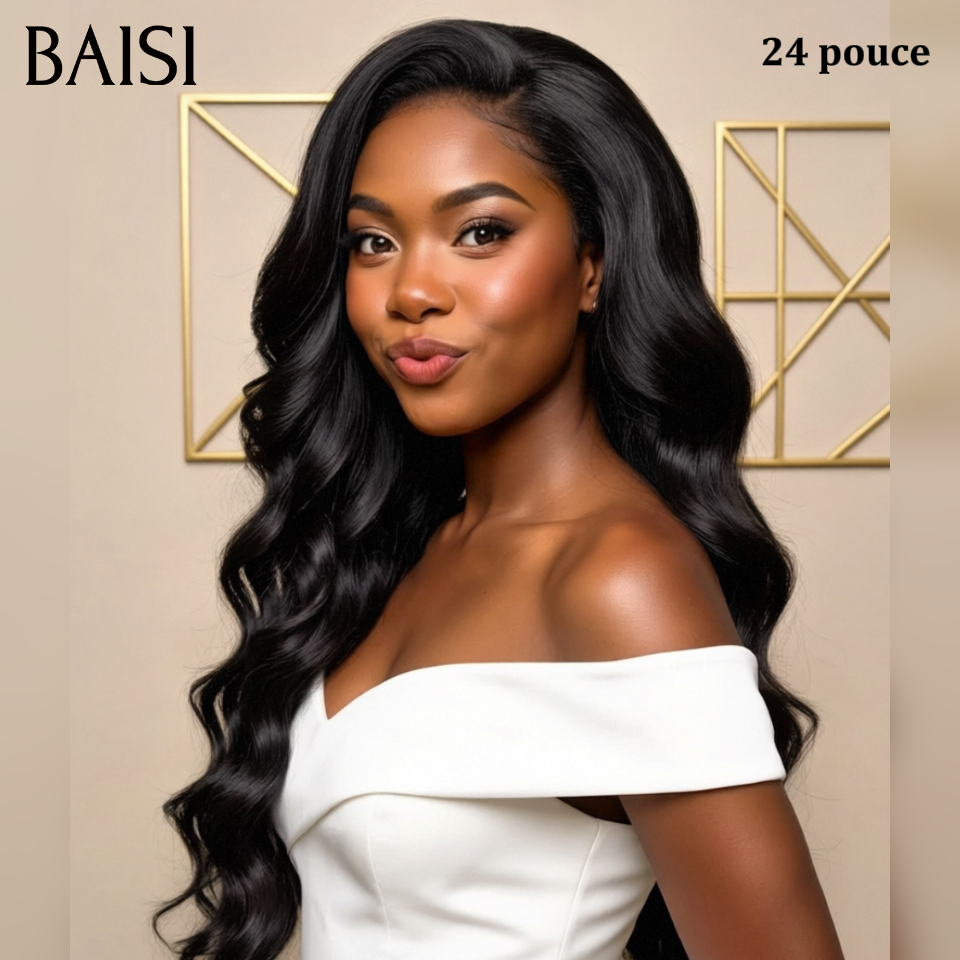 BAISI Perruques en France TVA 0€ Livraison gratuite 2-3 jours en Europe Naturelle En Lace Frontal Body Wave En 100% Cheveux Humains De Bonne Qualité