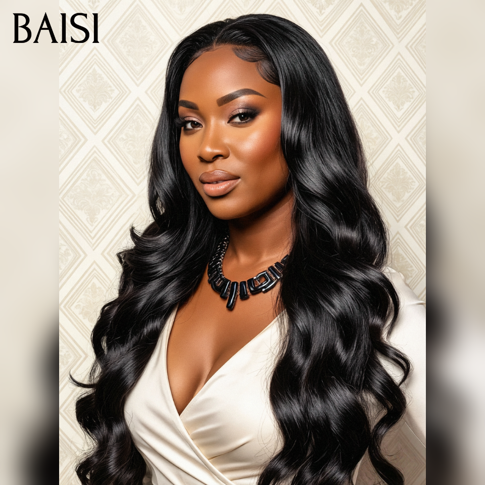 BAISI Perruque de Luxe haut de gamme 13x4 lace frontal Body wave ou Raw Hair 8 Pouce lisse couleurs Noir 79€ B