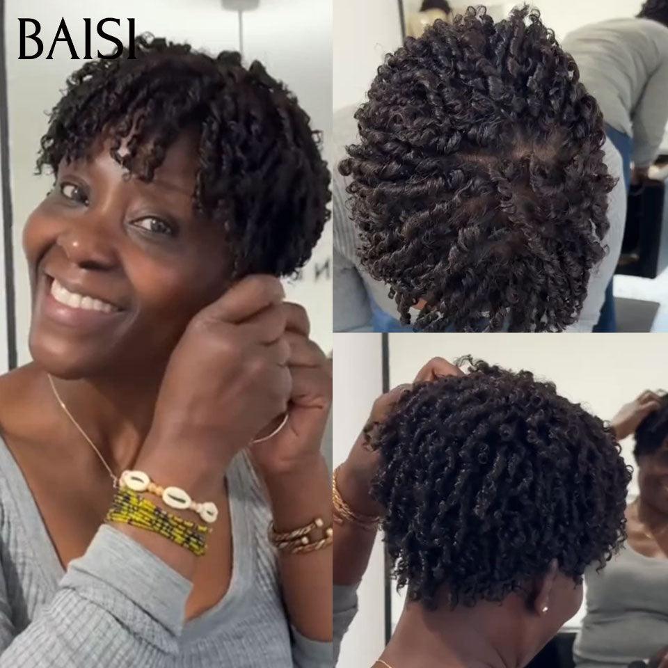 BAISI Pixie sans colle 68€ et Pixie Frontale 13x4 lace transparente 8 Pouce lisse couleurs 1B/T4# 79€ cheveux humains