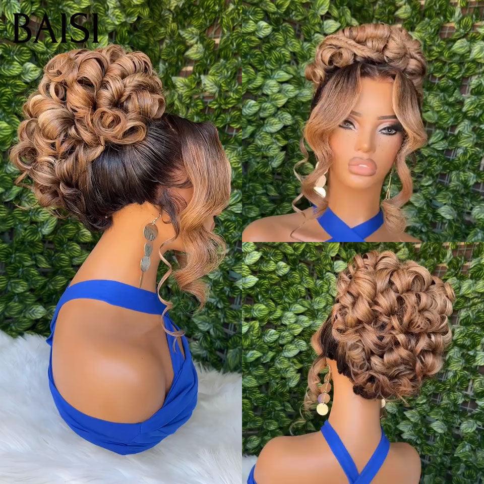 BAISI Coiffure de luxe Béatrice Perruques Mariage Prête à porter chignon et personalisation comme sur la vidéo 100% identique avec lace frontale pour mariage ou événement spécial BS120