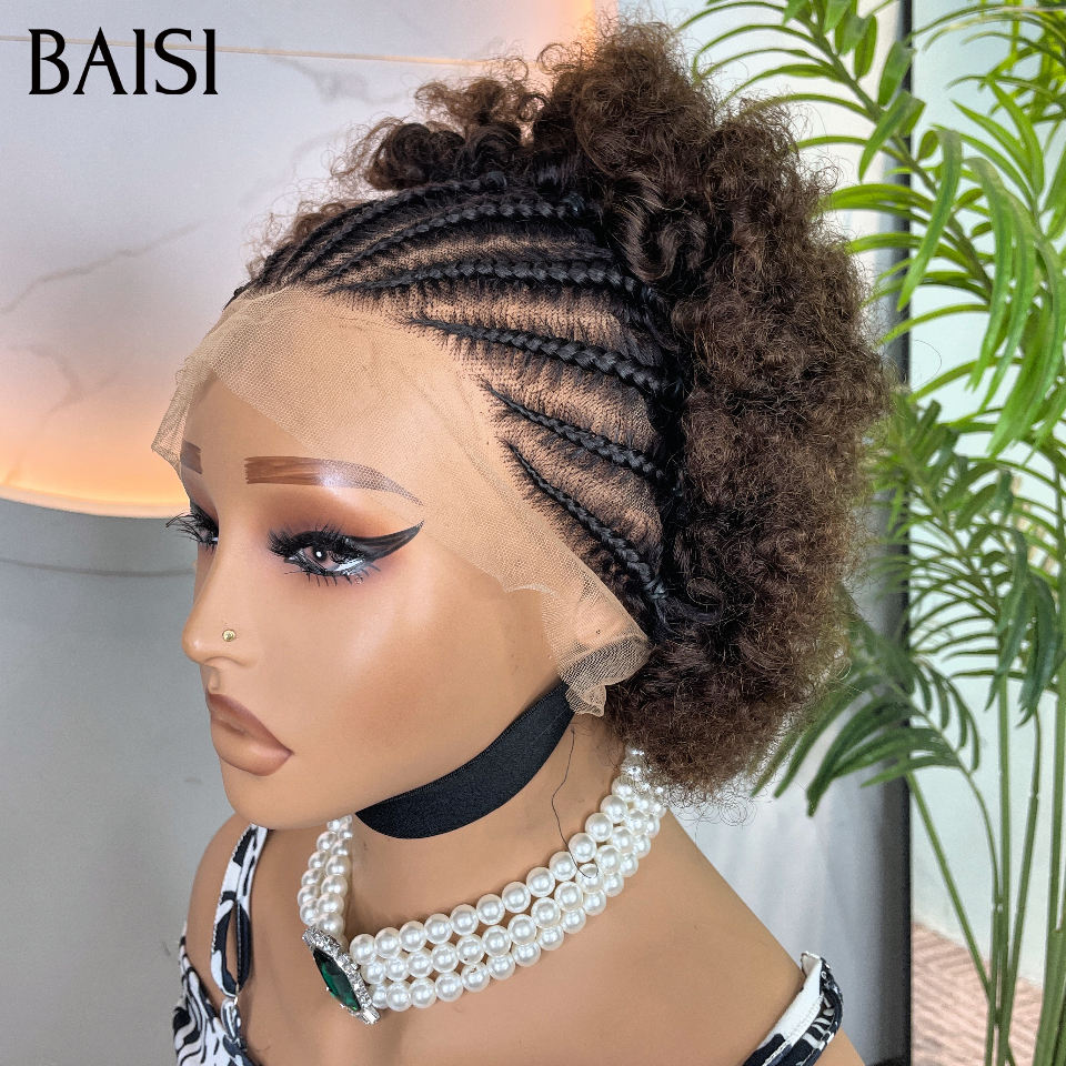 13x4 lace frontal Perruque avec coiffure tressée natte BOB Nouveau produit curly wave 14 Pouces 89€ ou afro curly Marron 69€ en 100% Cheveux Humains