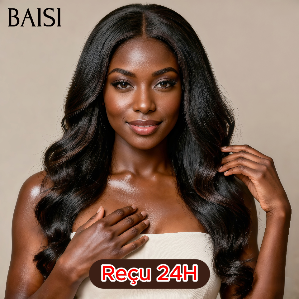 BAISI  Perruque Front Lace Body wave Couleur NOIR Perruque 100% Cheveux Humains