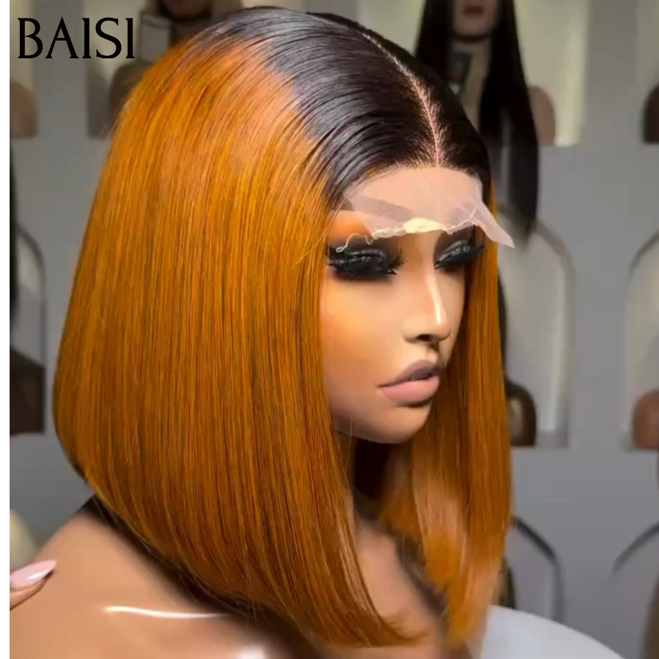 Moitié prix 4x4 lace closure Perruque Lisse ou curly wave 10 Pouce BOB Coupe personnalisée de postiches en 4 couleurs en 100% Cheveux Humains
