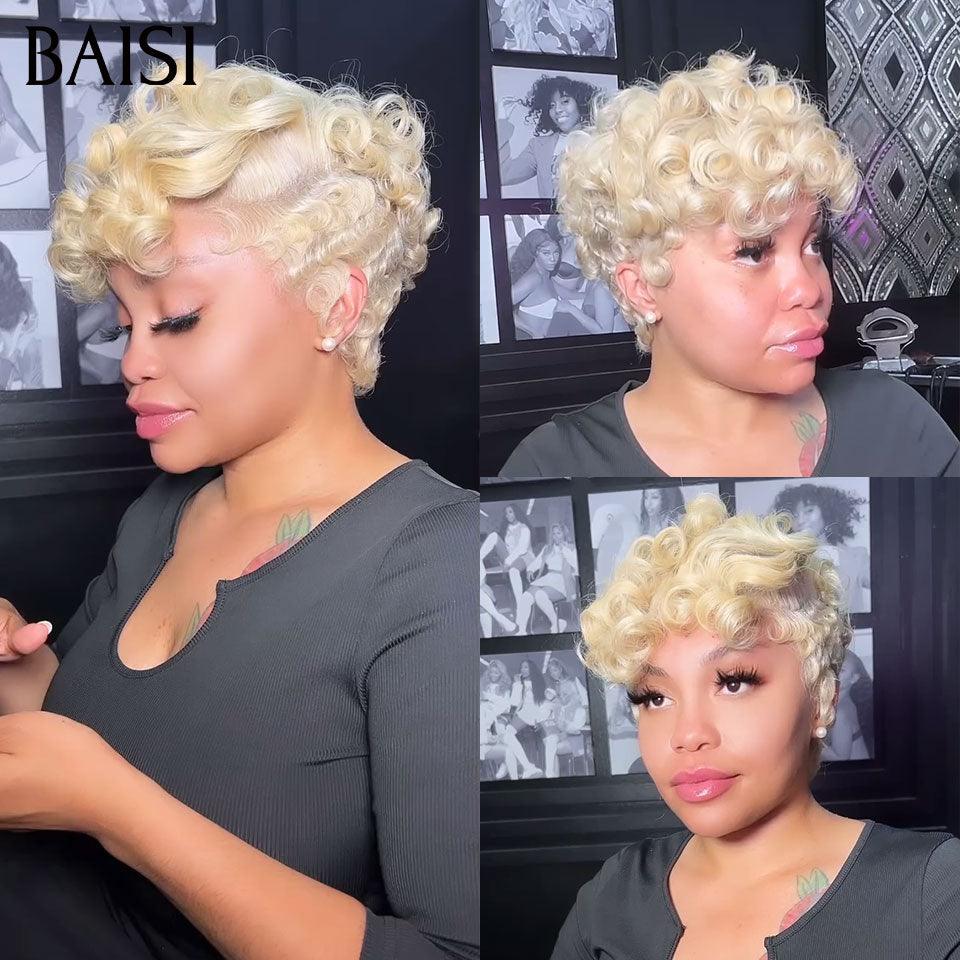 BAISI Perruque 5X5 bouclés 613# blonde 109€ plus de 10 ans d' utilisations en 100% Cheveux Humains BS65