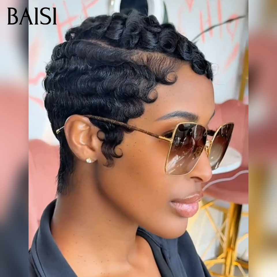 BAISI Peruca chioma com lace frontal ou 4X4 BOB Liso 8 Polegadas Risca ao lado Mista 68€ em 100% Cabelo Humano BS65