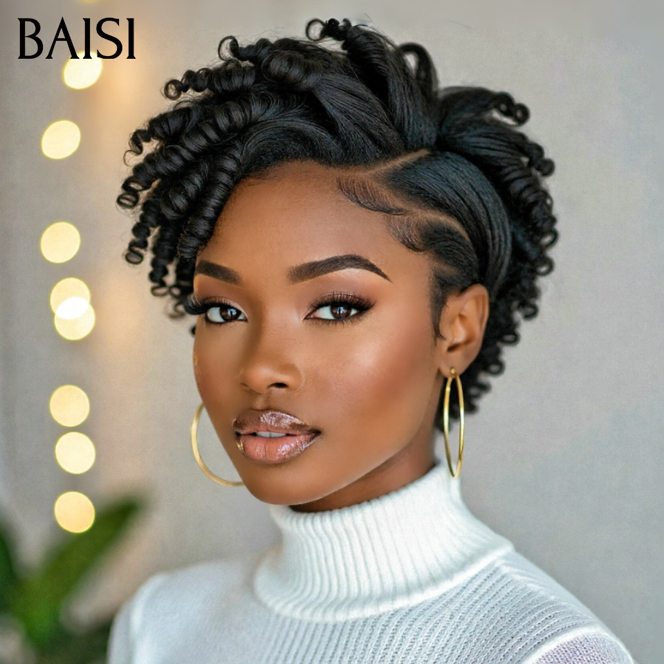 BAISI PROMO Maintenant 2 perruques 75€ 13X4 lace frontal Perruques pixie Version stylisée en 100% vrais cheveux humains