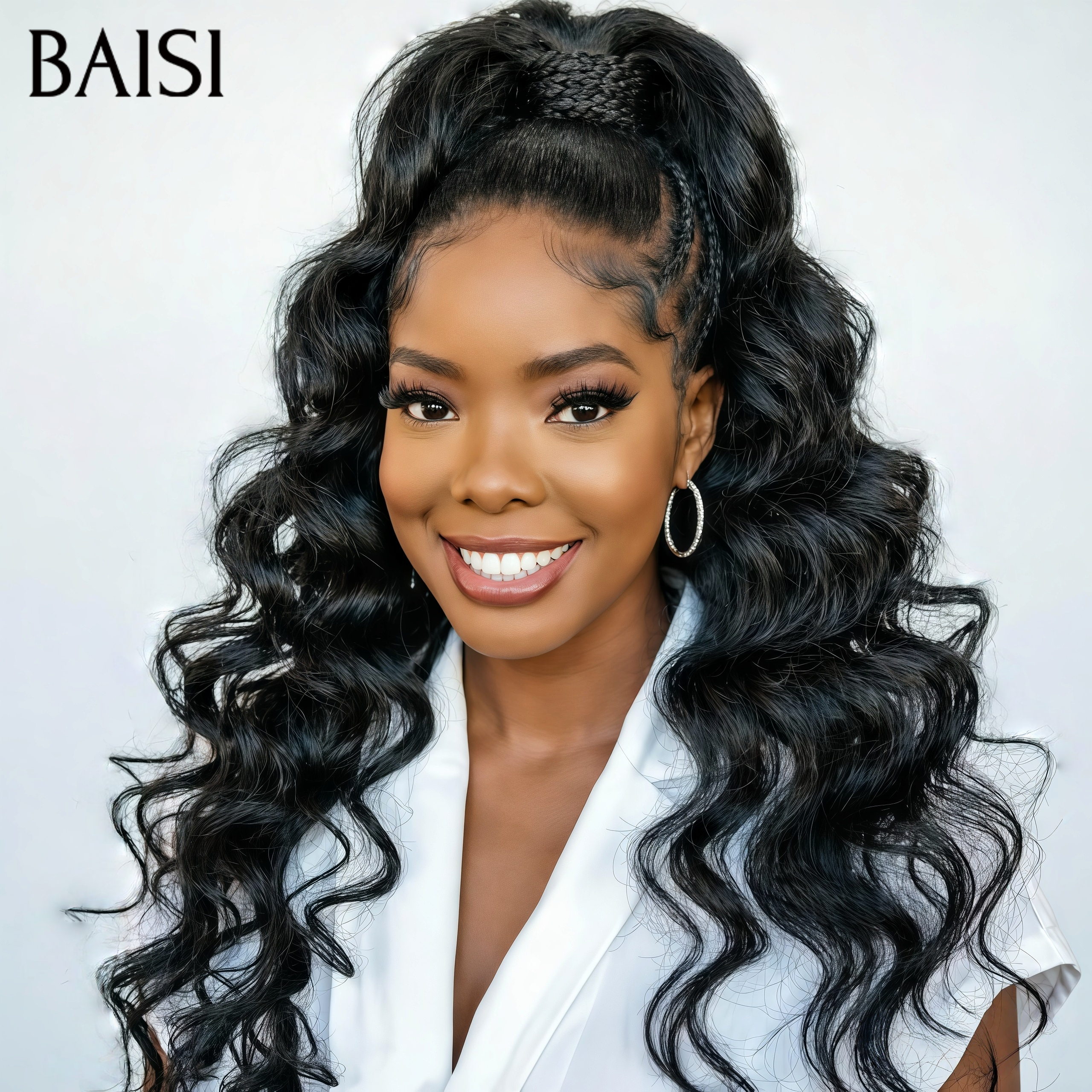 13x4 lace frontal Perruque Coiffée 89€ body wave avec Chignon de nattes Déjà Coiffée Nouveau produit en 100% Cheveux Humains