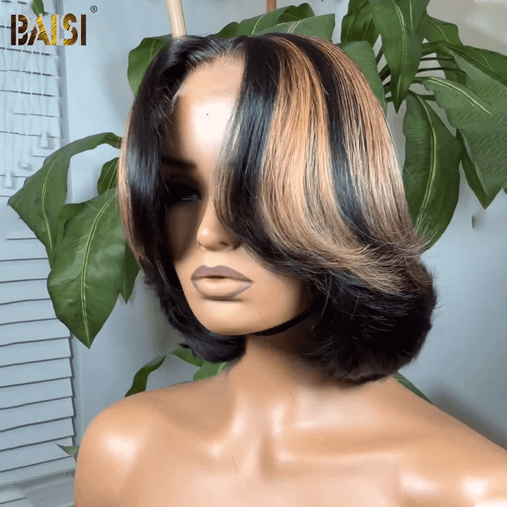 BAISI 5X5 Pelucas rizadas de lujo de 12 pulgadas hechas con pelo doble dibujado VIP100