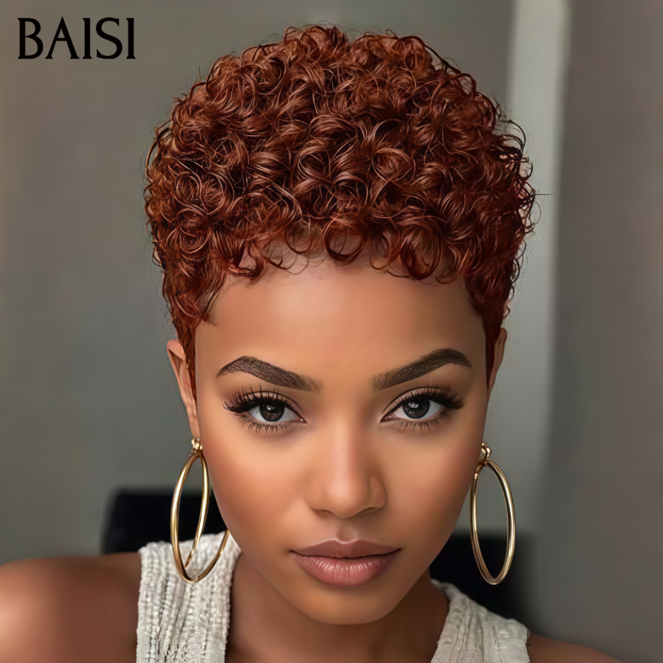 BAISI PROMO Maintenant 2 perruques  80€ Perruques pixie Version stylisée afro curly 2 couleurs en 100% vrais cheveux humains