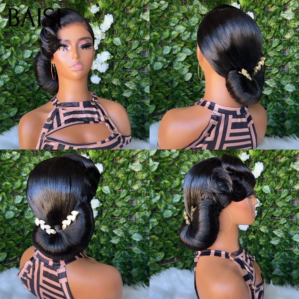 BAISI Coiffure de luxe Odelia Perruques Mariage noir Prête à porter chignon et personalisation comme sur la vidéo 100% identique avec lace frontale événement spécial BS120
