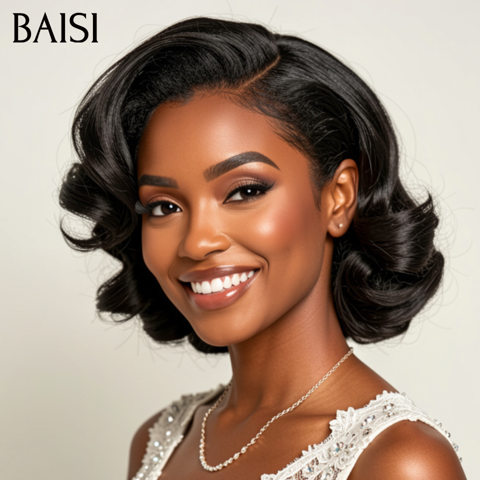 BAISI Grande Promo 13x4 Frontale Lace Perruque BOB 79€ 12 Pouces egg wave En 100% Cheveux Humains D Code: FR38