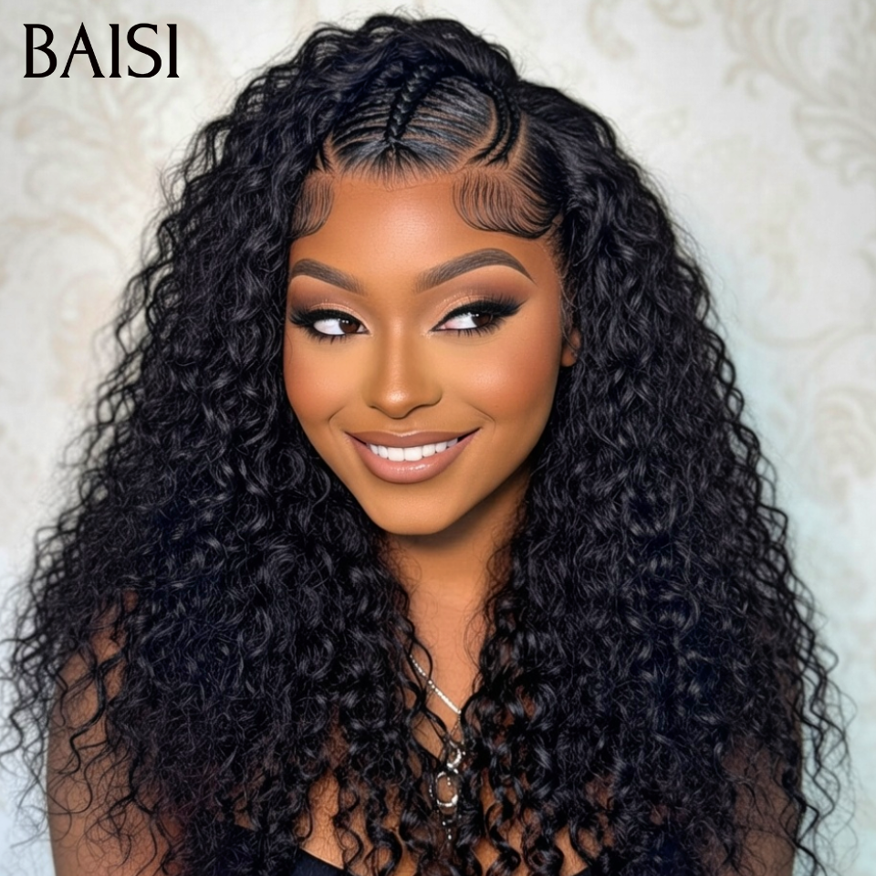 BAISI Achetez 2 perruques minimum au prix d'usine fournisseur 13x4 Lace Frontal Perruque curly avec coiffure tressée natte en 100% Raw Hair ( pas besoin de code)