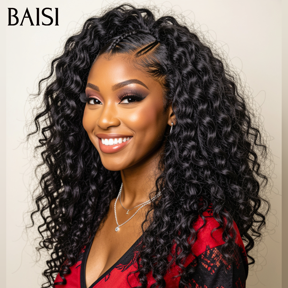 BAISI 13x4 Lace Frontal Kinky Curly Wig in color #4#30#4 in 100% Human Hair code: FR38