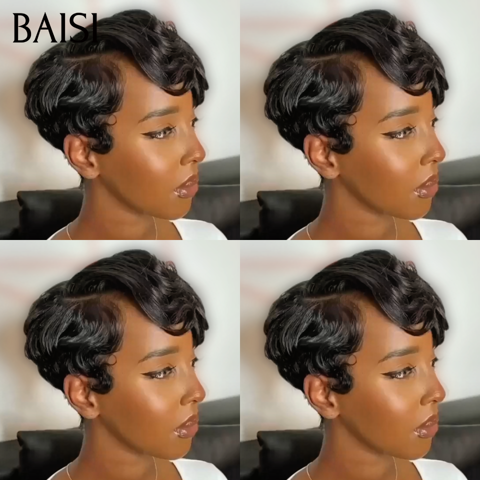 BAISI 13x4 Frontal Perruque Bob Lisse En couleur NOIR en France En 100% Vrais Cheveux Humains