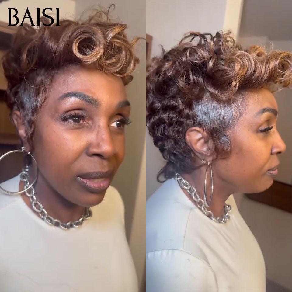 BAISI Perruque Full Lace 100% Cheveux Naturels Perruque Coupe Coiffure Full Lace 139€ petite coupe Personnalisation des couleurs en 100% cheveux humains