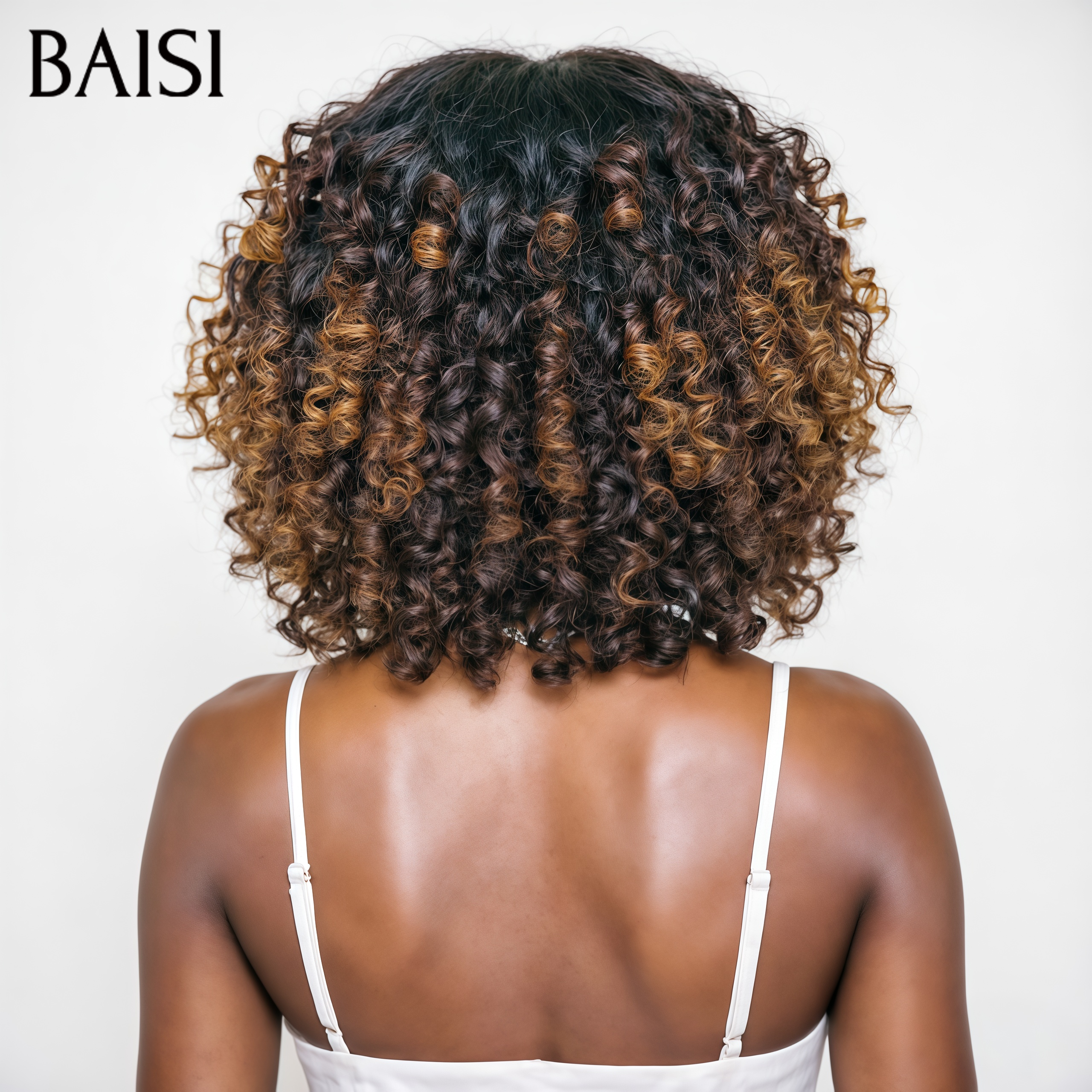Sans Colle Perruque boucle egg wave avec Frange 72€ Moitié prix produit BOB en couleur NOIR Mixte Miel en 100% Cheveux Humains