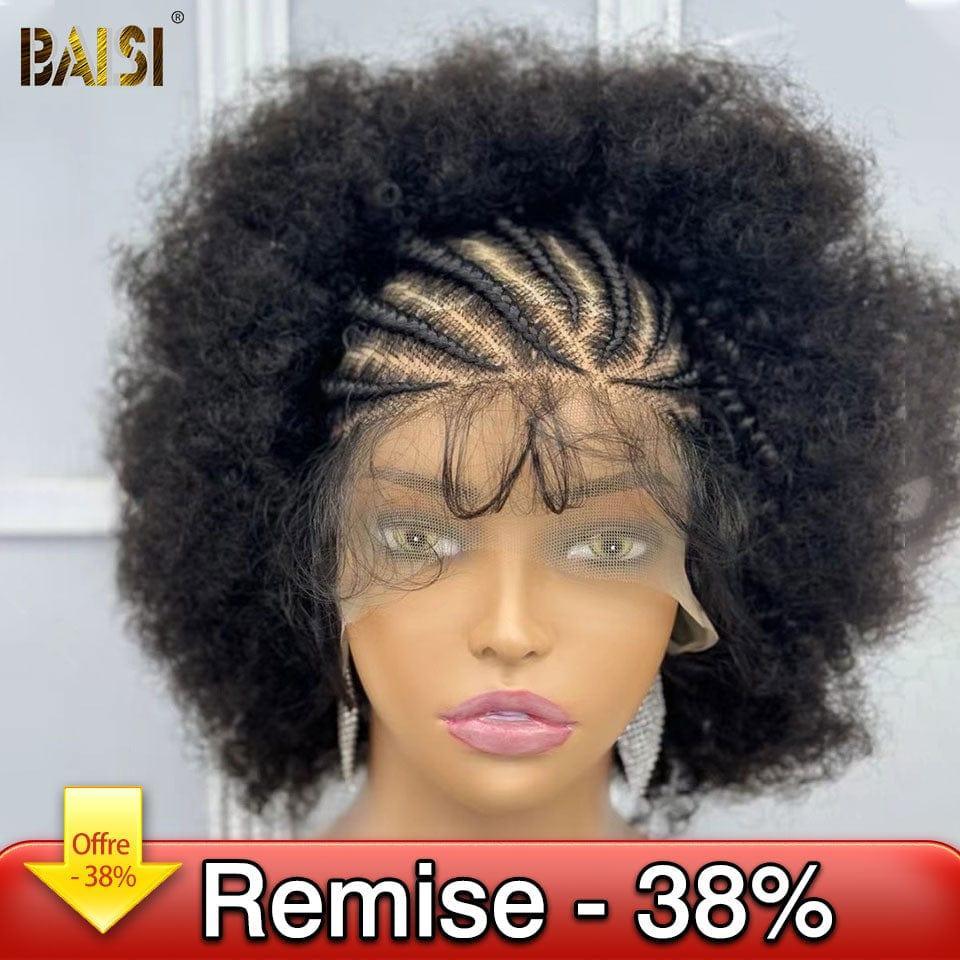 BAISI wig Bob Afro curly Small curly braid full lace with baby hair synthetic hair FR38