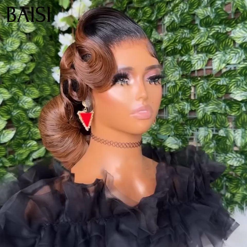 BAISI Coiffure de luxe Evangeline Perruques Mariage Prête à porter chignon et personalisation comme sur la vidéo 100% identique avec lace frontale pour mariage ou événement spécial en couleur 1B/4# VIP100