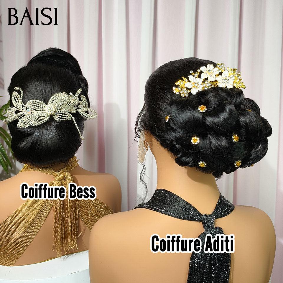 BAISI Coiffure de luxe Bess & Aditi Perruques Mariage Prête à porter chignon et personalisation comme sur la vidéo 100% identique avec lace frontale pour mariage ou événement spécial BS120