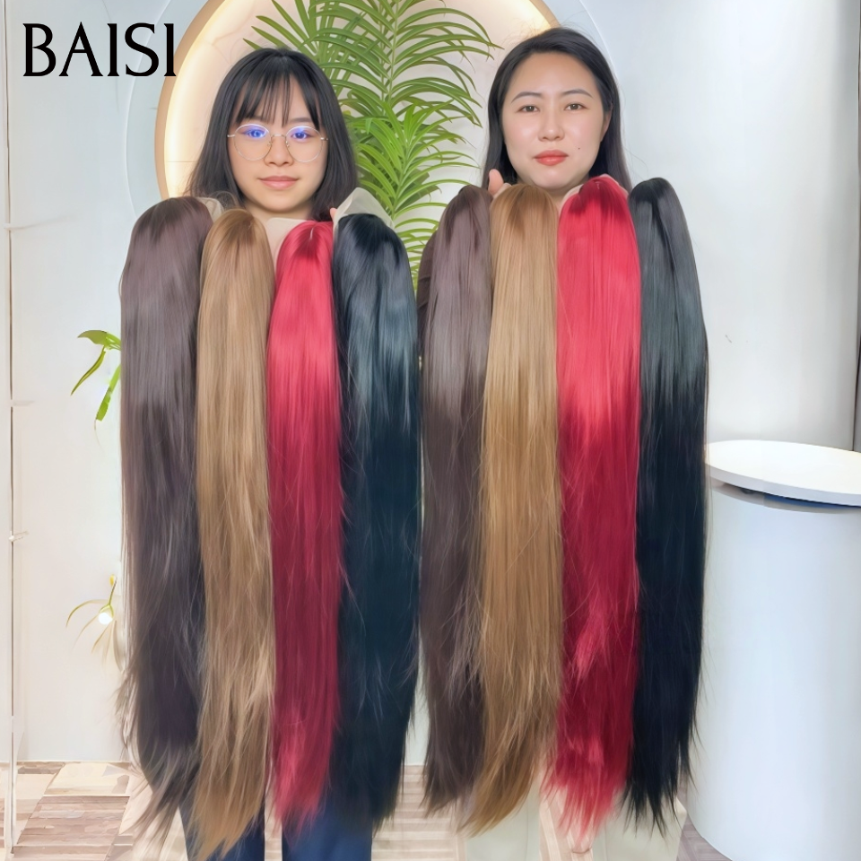 BAISI 4 Perruques 100€ 24 Pouces différentes 4 couleurs noir bordeaux marron miel stock limité soldes blended human hair sans retour