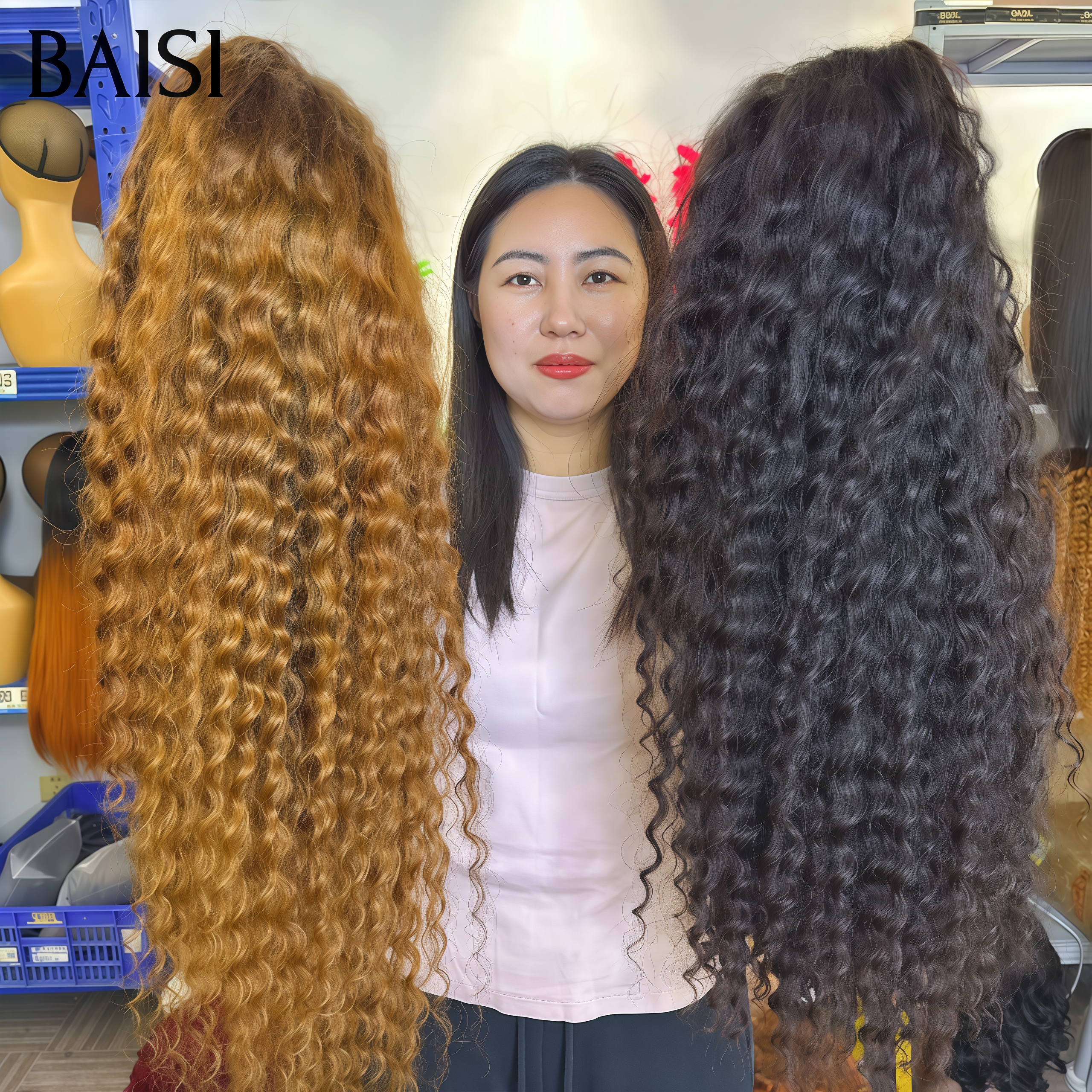 BAISI pour revendre 8 couleurs pour 2 perruques 20 pouces 200€  13x4 lace frontal Lisse ou curly wave ou body wave en 100% vrais cheveux humains