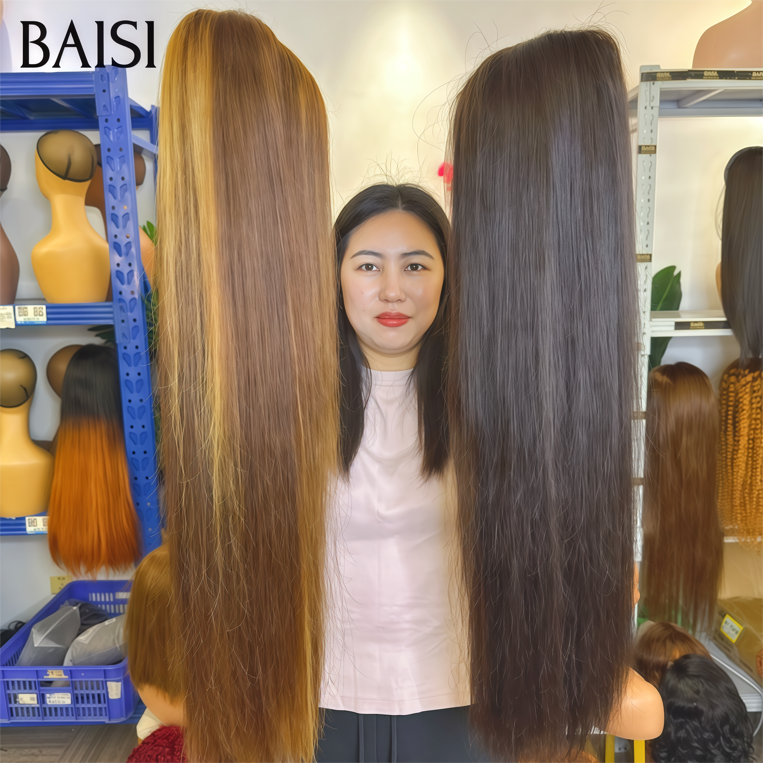 BAISI pour revendre 8 couleurs pour 2 perruques 20 pouces 200€  13x4 lace frontal Lisse ou curly wave ou body wave en 100% vrais cheveux humains