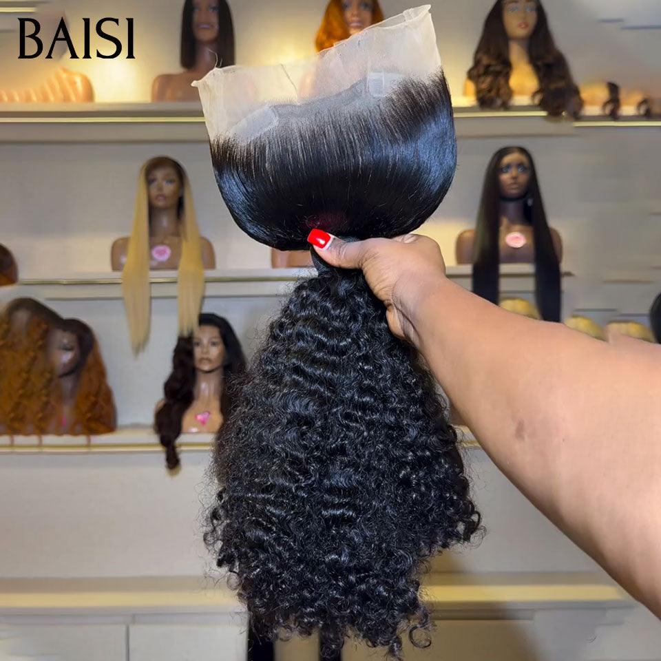 BAISI 360 Lace Straight Human Hair Chignion Hairstyle Wig