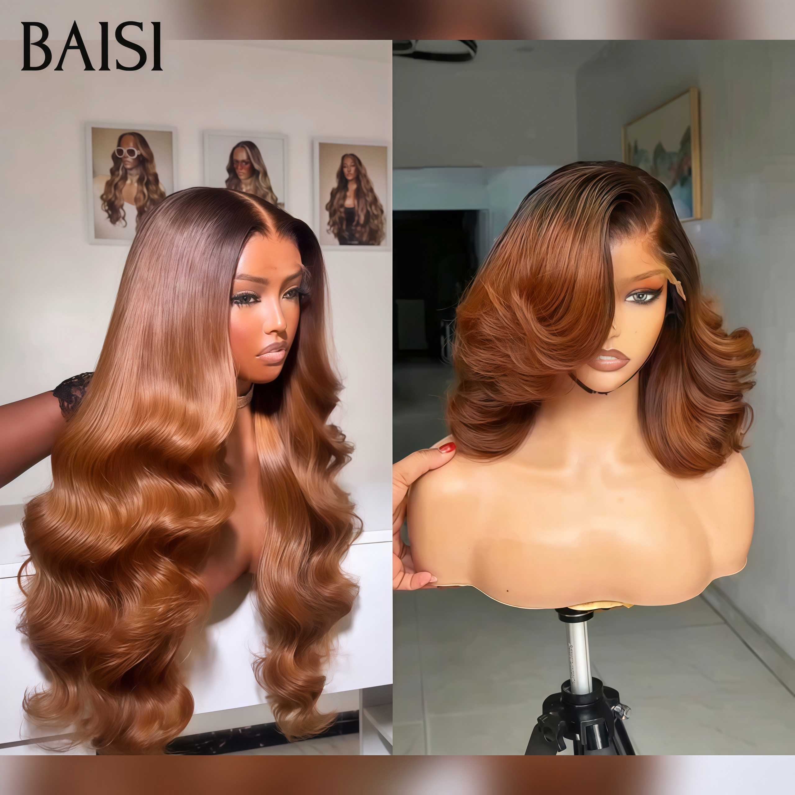 BAISI 13X4 Lace frontale Perruque Promo 18 pouce 115€ pour revendre long body wave en marron 100% Raw Hair en 100% vrais cheveux humains