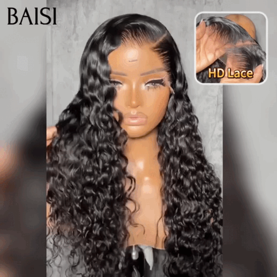 BAISI Promo 99€ 13X4 HD lace frontal Perruque pour revendre long curly wave en NOIR  Invisible HD lace Raw Hair en 100% vrais cheveux humains