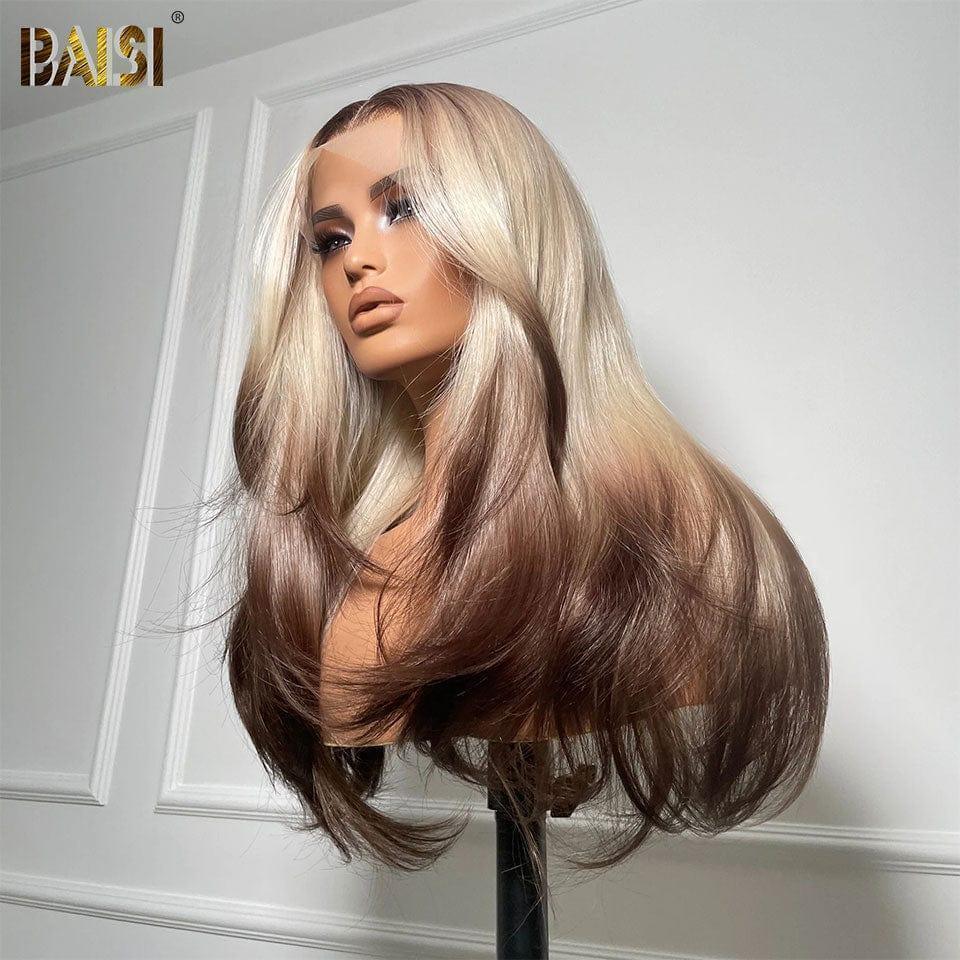 BAISI 13X4 perruque 18 Pouce 195€  moitié prix En Couleur Blonde mix Noir coupe personnalisée  voluminieux  en 100% cheveux humains MP50
