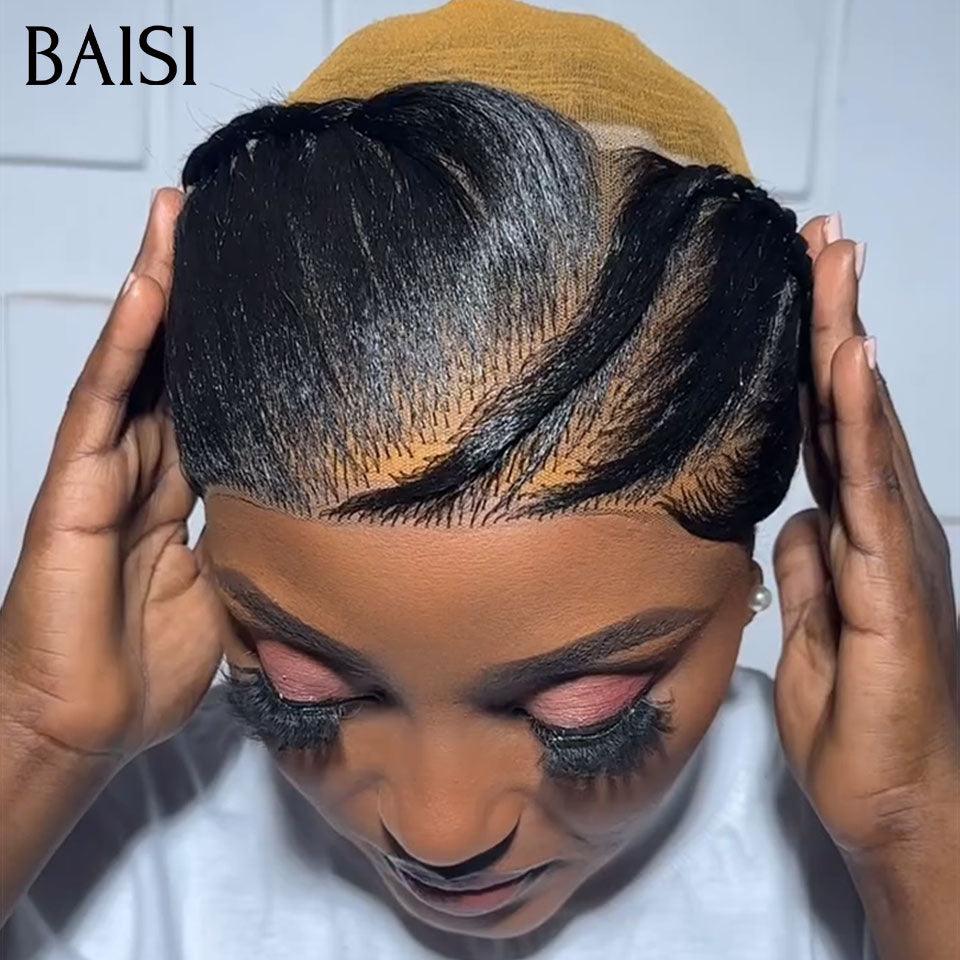 BAISI 45€ 12 Pouces Grande lace frontale avec natte prête à porter sans colle simple et efficace résultat beau et naturel