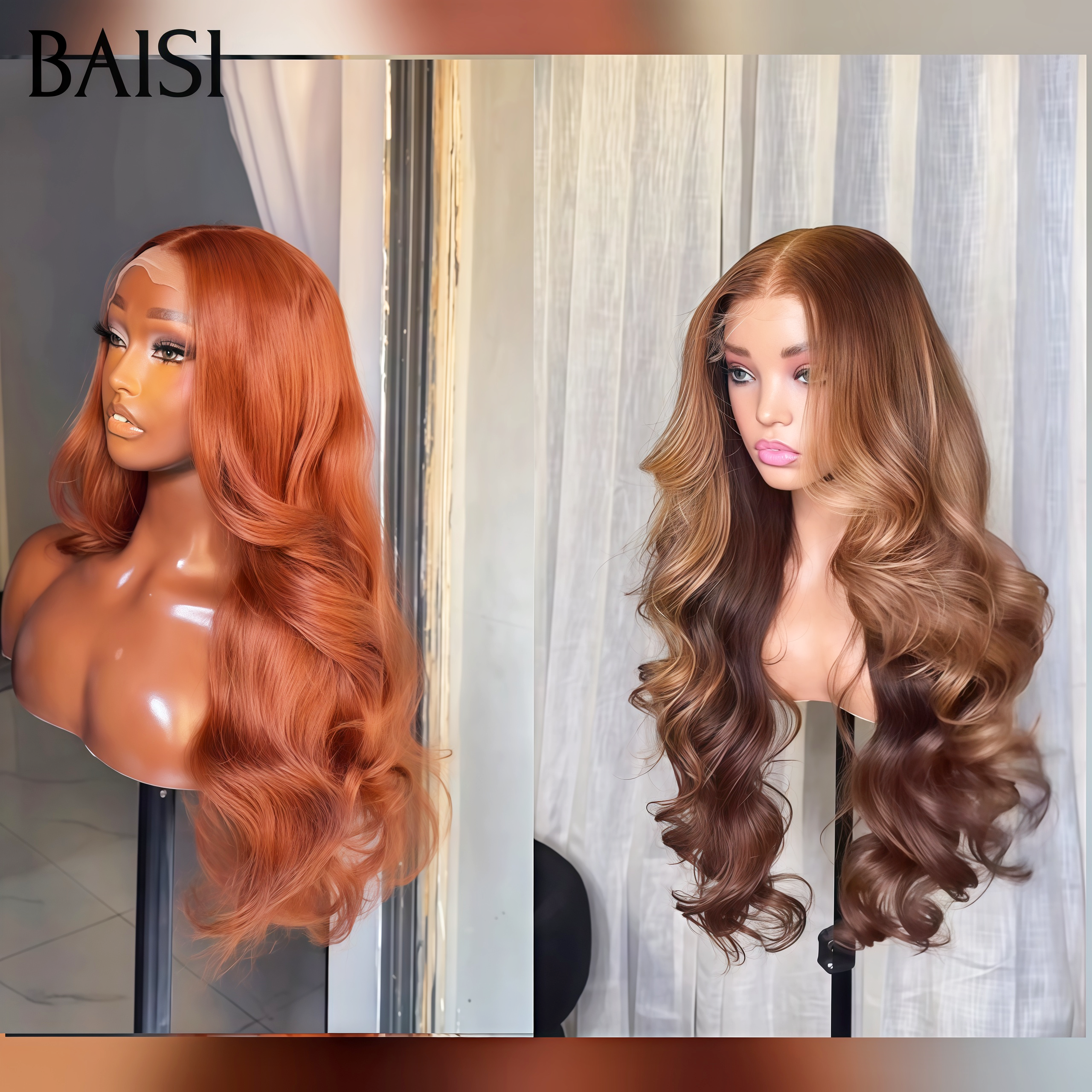 BAISI grande promotion Body wave Blended human hair 2 couleur orange ou Mixte Miel en 100% Cheveux Humains