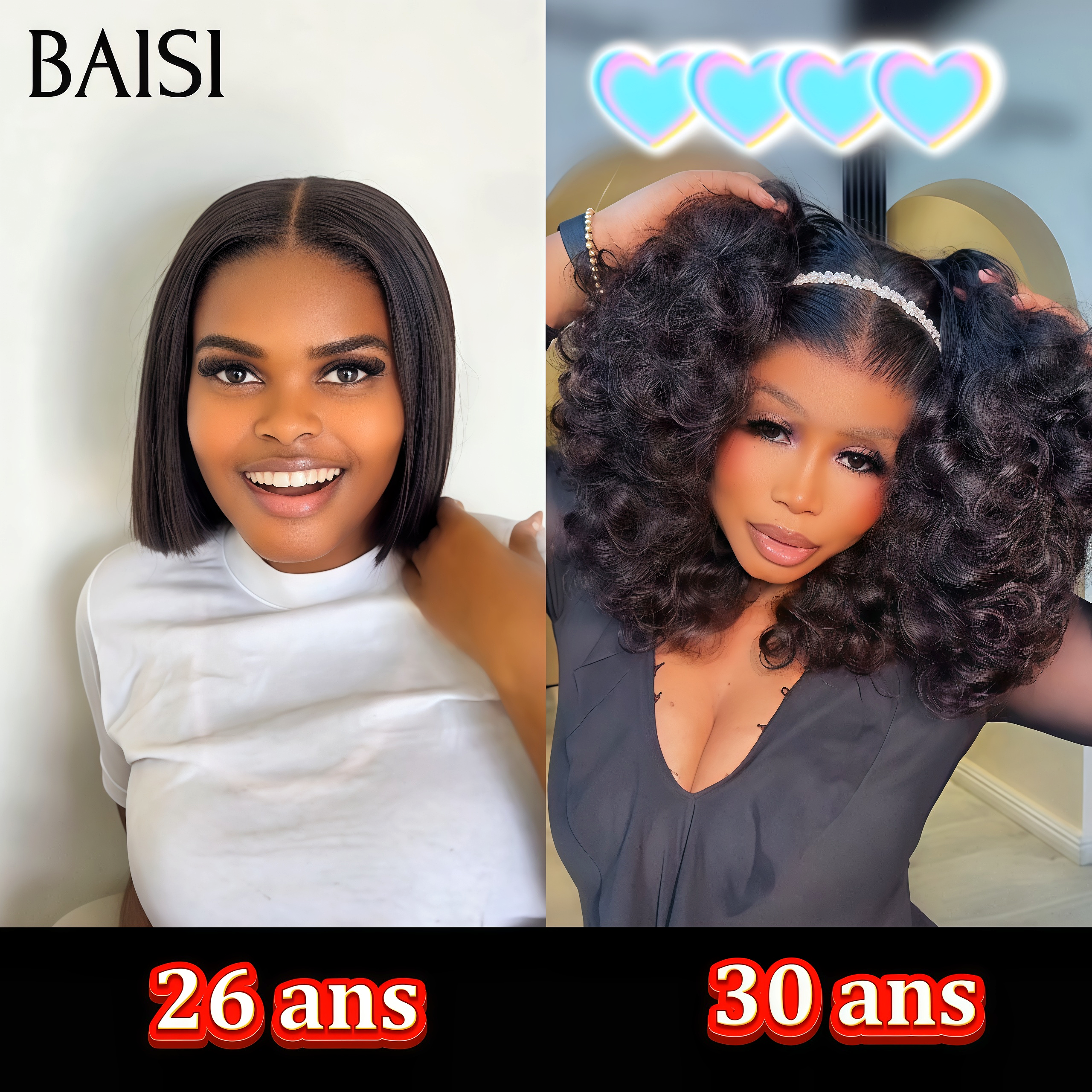 BAISI peruca bob 2x6 lace liso ou 13x4 egg wave ou chioma pixie finger wave 55€ com frontal a metade do preço em 100% cabelo humano