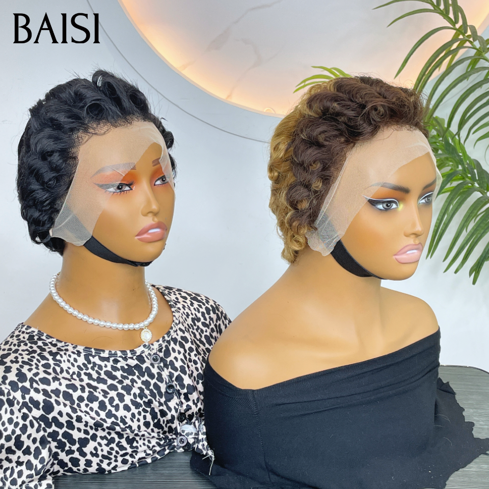 Nouveau produit Full Lace Perruque pixie Coiffée avec coiffure tressée natte ou afro en 100% Cheveux Humains