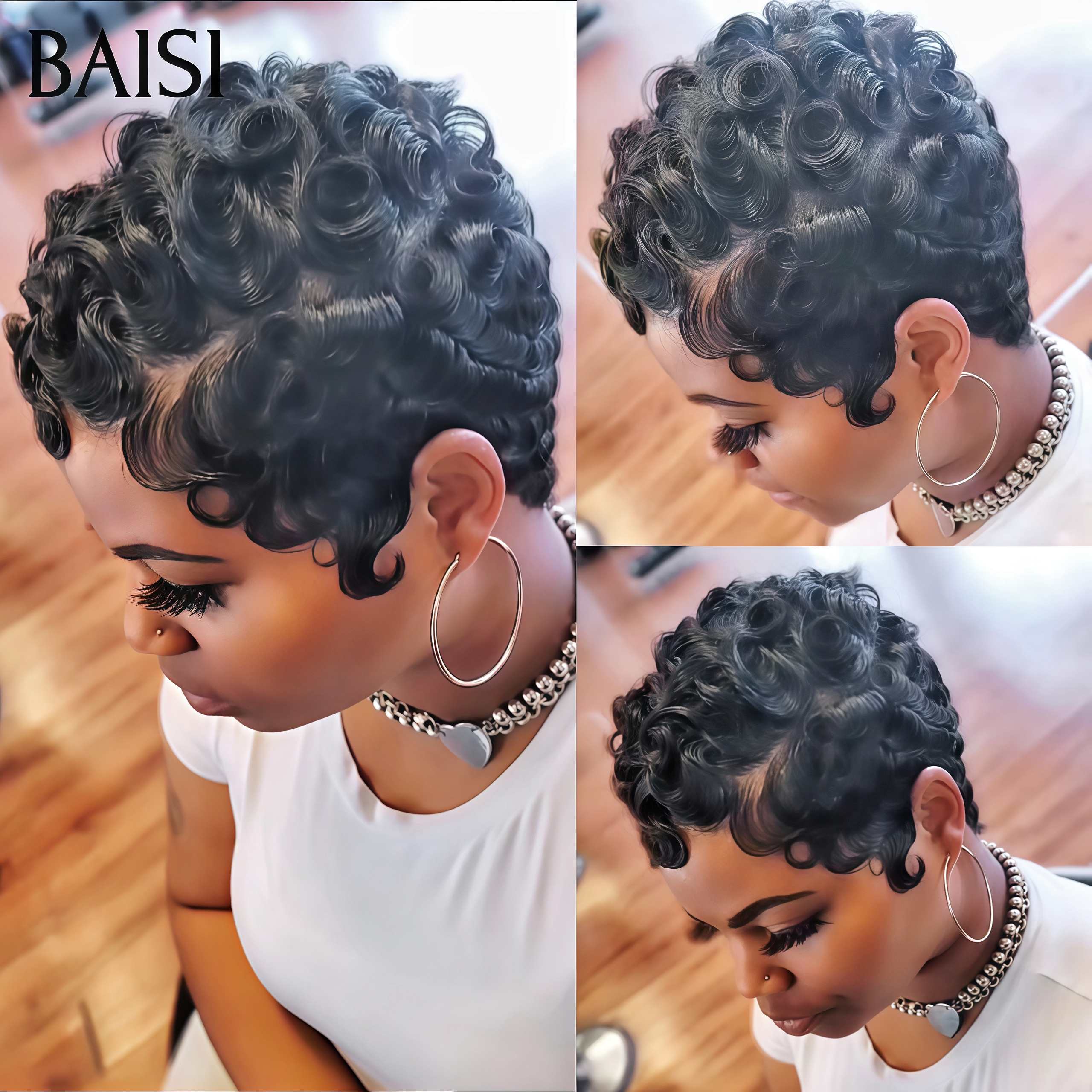 BAISI Perruque chioma coupe pixie à la mode cheveux humains top qualité collection promotion vente offre flash limité BS65