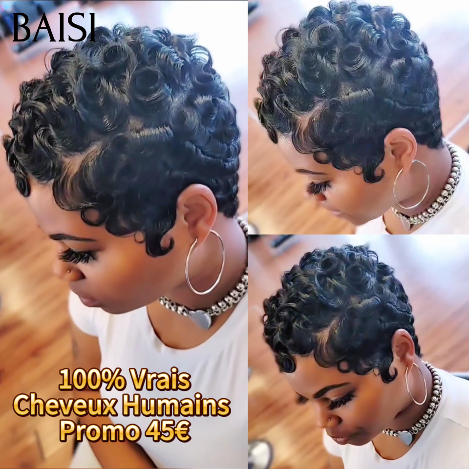 BAISI Perruque chioma coupe pixie à la mode cheveux humains top qualité collection promotion vente offre flash limité BS65