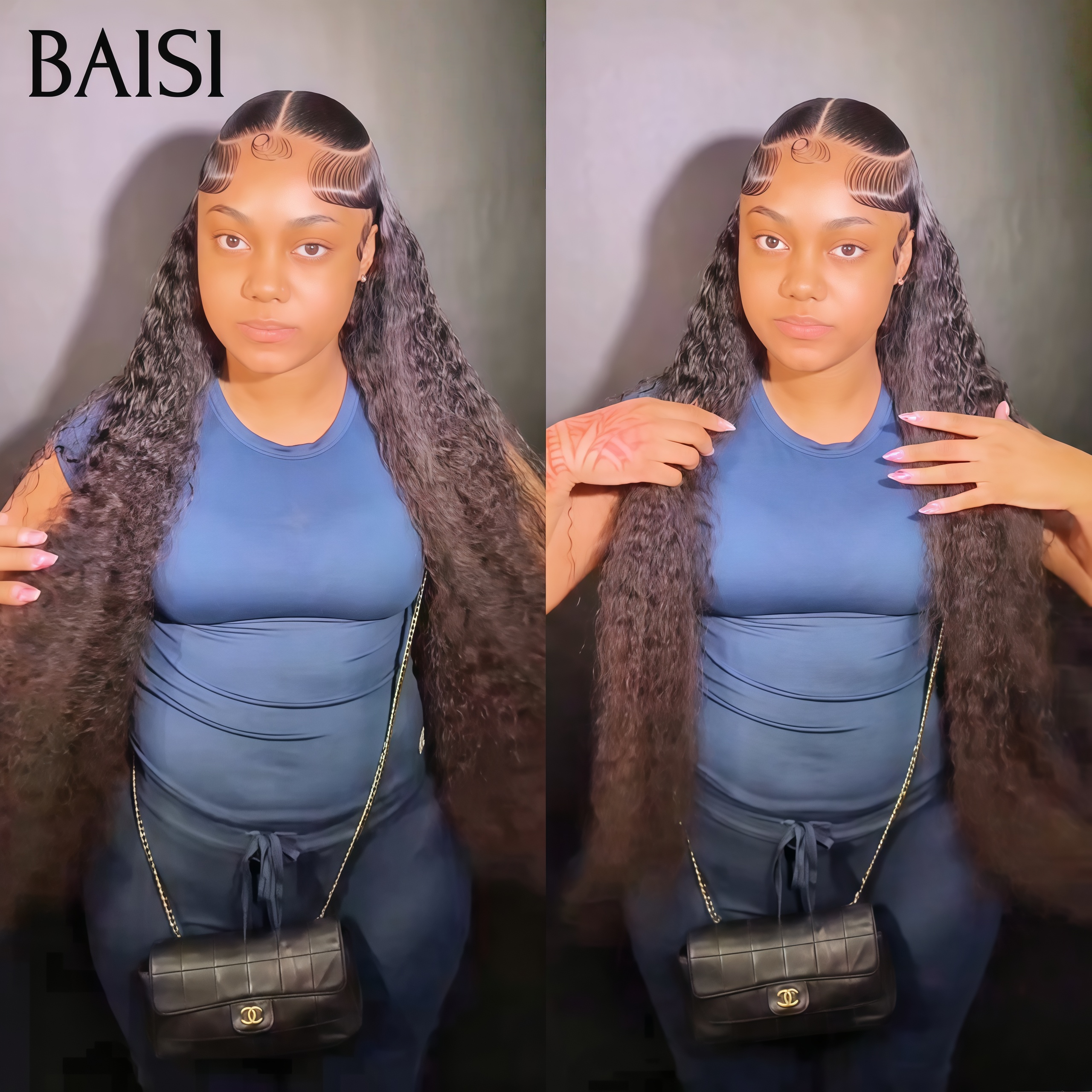 GRANDE PROMO 32 Pouce 100€ 13x4 lace frontal Perruque curly wave en NOIR 22 Pouces 160€ 100% Garantie en 100% Cheveux Humains