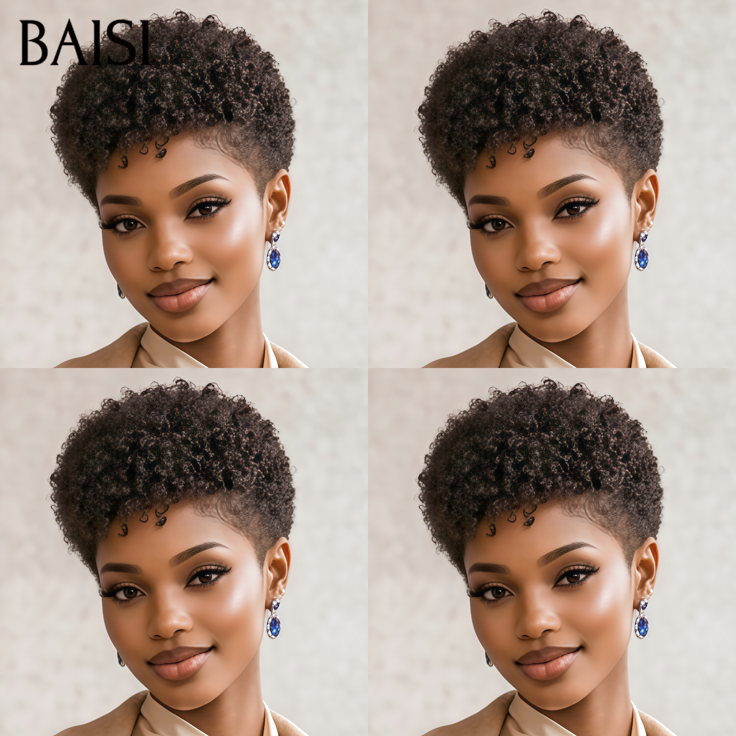 BAISI Achetez 2 perruques minimum au prix d'usine fournisseur Sans Colle pixie afro ou 13x4 lace frontal perruque loose wave en couleur #4#27(Pas Besoin de Code)