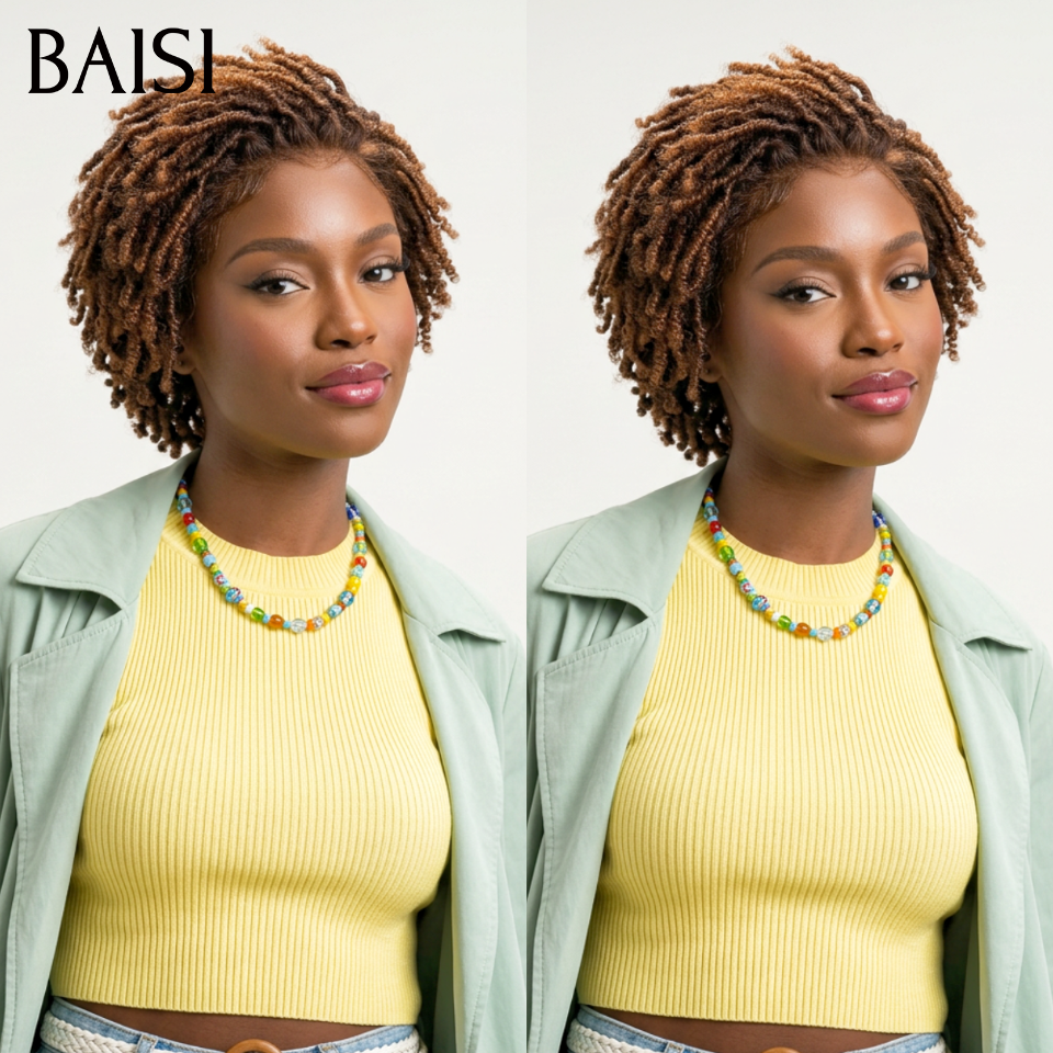 BAISI Achetez 2 perruques minimum au prix d'usine fournisseur Perruque afro curly Sans Colle 40€ ou 4*4 Pixie 1B33# egg wave en 100% Cheveux Humains Pas Besoins De Code