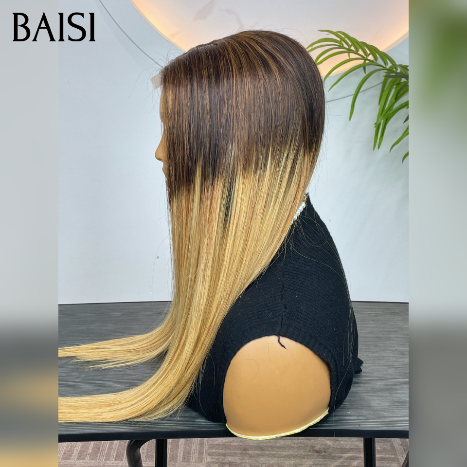BAISI 2x6 Lace SDD BONE STRAIGHT 100% Vietname Hair Perruque Lisse DE luxe  en couleur miel En 100% Vrais Cheveux Humains