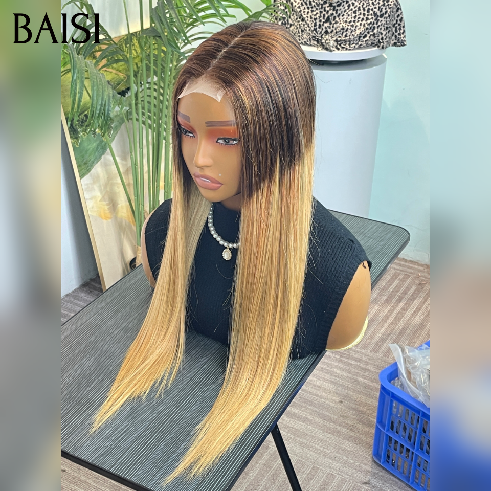 BAISI 2x6 Lace SDD BONE STRAIGHT 100% Vietname Hair Perruque Lisse DE luxe  en couleur miel En 100% Vrais Cheveux Humains
