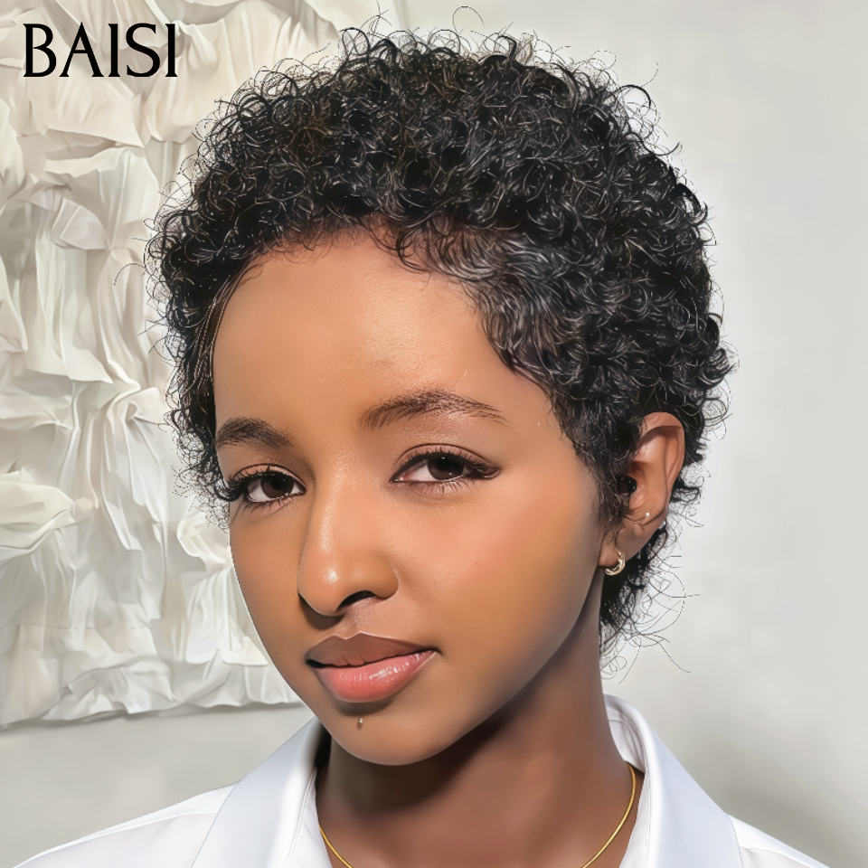 BAISI 2 Pixie Courtes 80€ pixie afro ou 4 Perruques pour revendre 310€ en 100% vrais cheveux humains